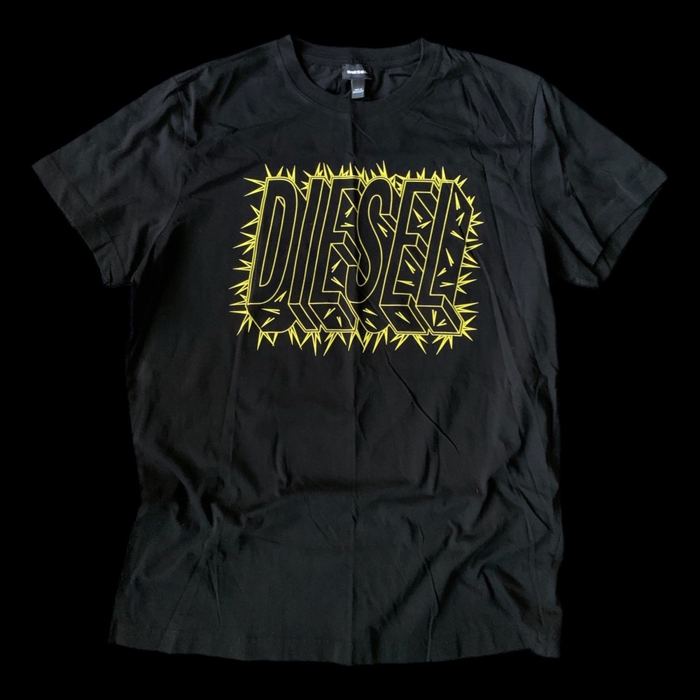 Diesel Black Tee with Yellow Spiked Logo